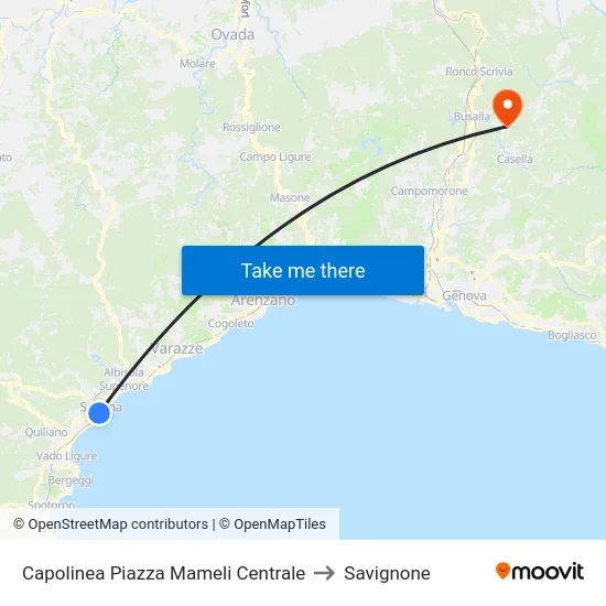 Capolinea Piazza Mameli Centrale to Savignone map