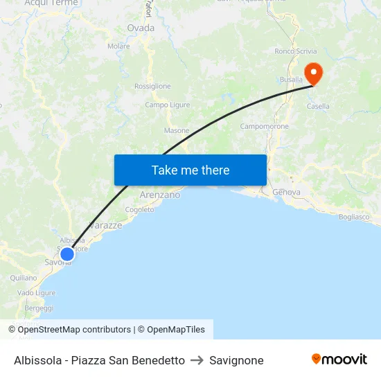 Albissola - Piazza San Benedetto to Savignone map