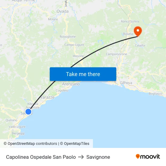 Capolinea Ospedale San Paolo to Savignone map