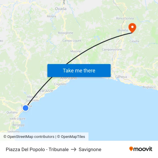 Piazza Del Popolo - Tribunale to Savignone map