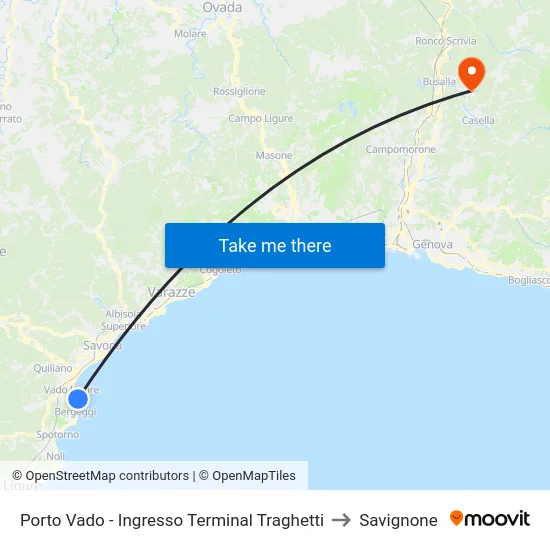 Porto Vado - Ingresso Terminal Traghetti to Savignone map