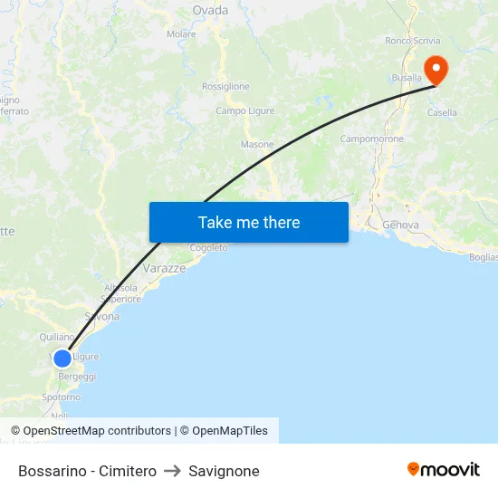 Bossarino - Cimitero to Savignone map