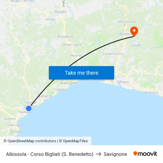 Albissola - Corso Bigliati (S. Benedetto) to Savignone map