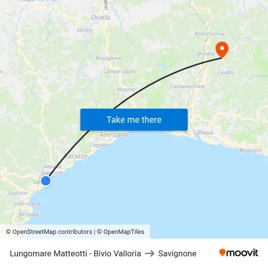 Lungomare Matteotti - Bivio Valloria to Savignone map