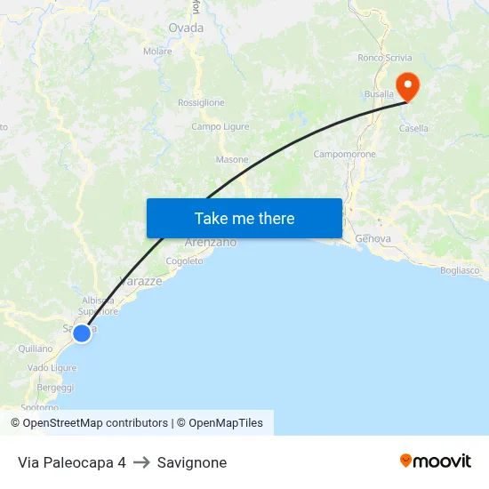 Via Paleocapa 4 to Savignone map