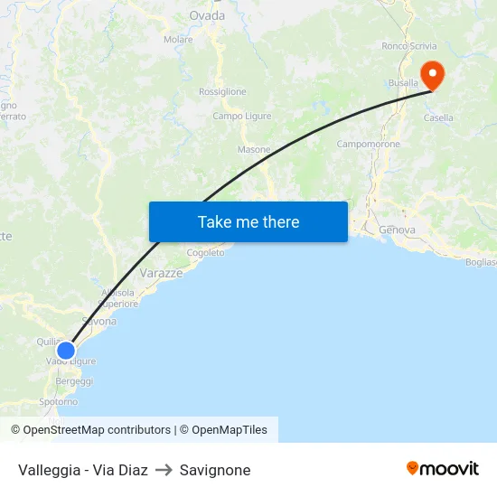 Valleggia - Via Diaz to Savignone map