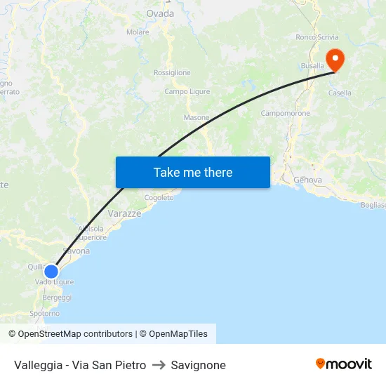 Valleggia - Via San Pietro to Savignone map