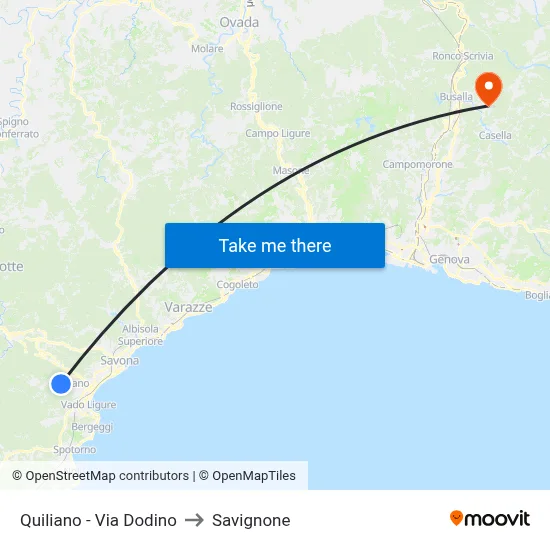 Quiliano - Via Dodino to Savignone map