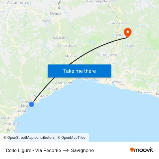 Celle Ligure - Via Pecorile to Savignone map