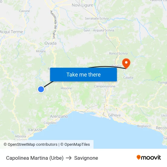 Capolinea Martina (Urbe) to Savignone map