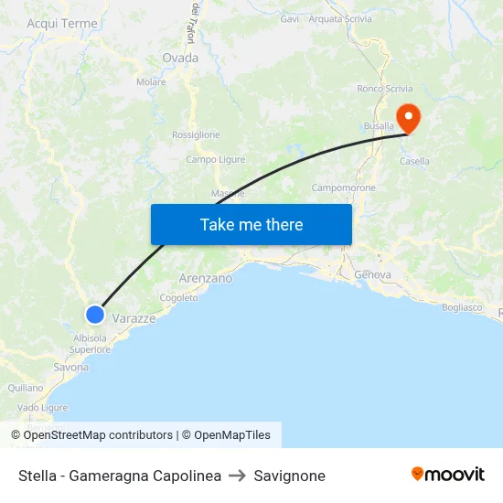 Stella - Gameragna Capolinea to Savignone map