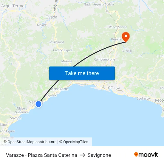 Varazze - Saint Catherine Square to Savignone map