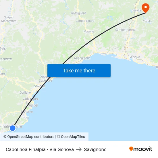 Capolinea Finalpia - Via Genova to Savignone map
