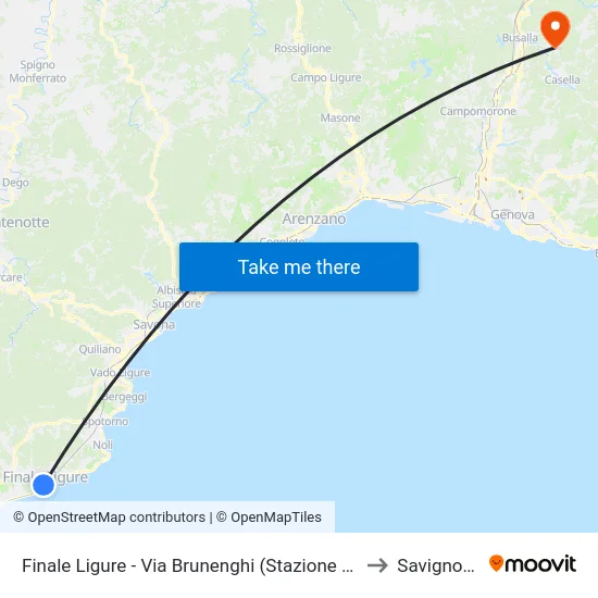 Finale Ligure - Via Brunenghi (Stazione Fs) to Savignone map