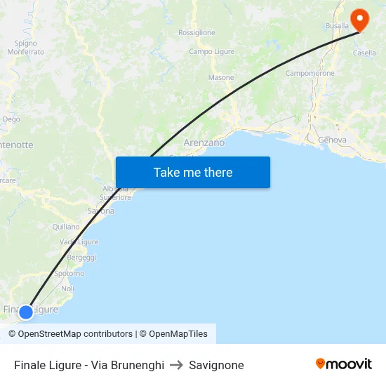 Finale Ligure - Via Brunenghi to Savignone map