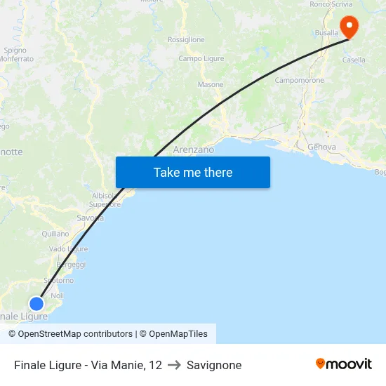 Finale Ligure - Via Manie, 12 to Savignone map