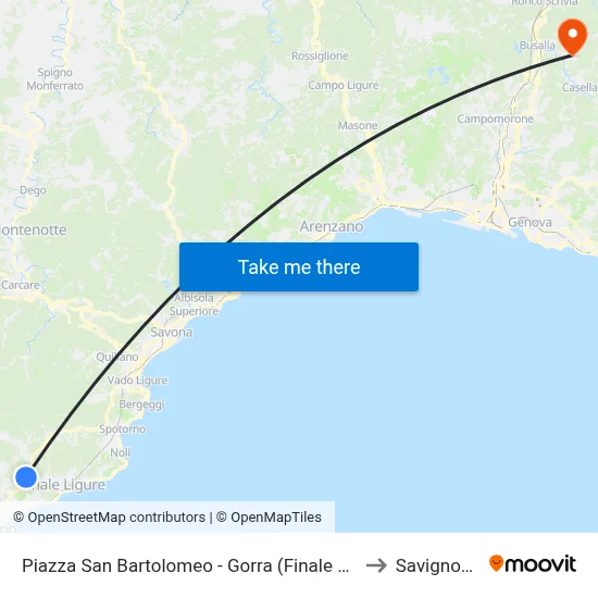 San Bartolomeo Square - Gorra (Finale L.) to Savignone map