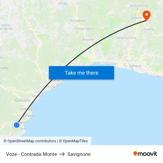 Voze - Monte District to Savignone map