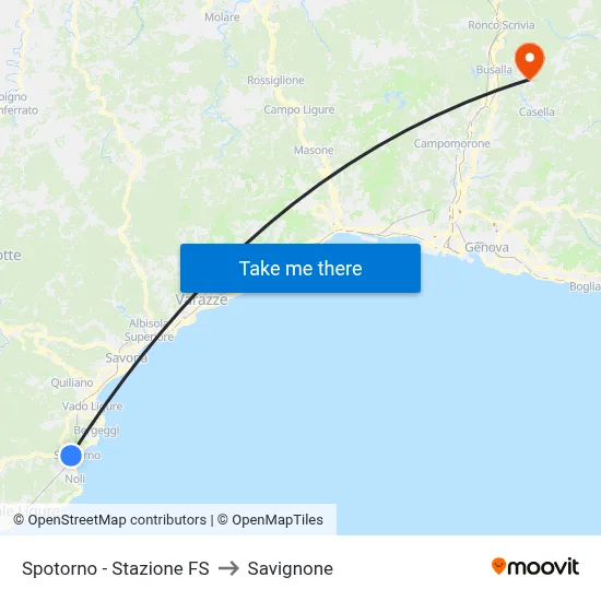 Spotorno - Railway Station to Savignone map