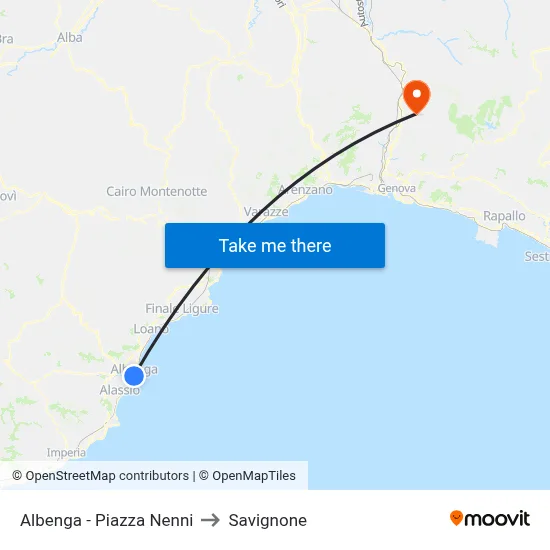 Albenga - Nenni Square to Savignone map