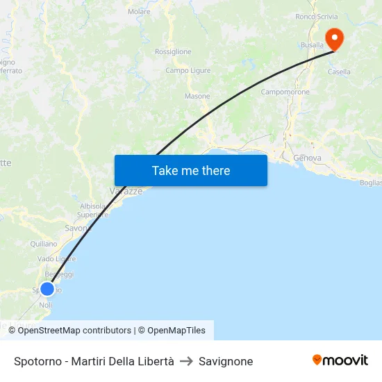 Spotorno - Martiri Della Libertà to Savignone map