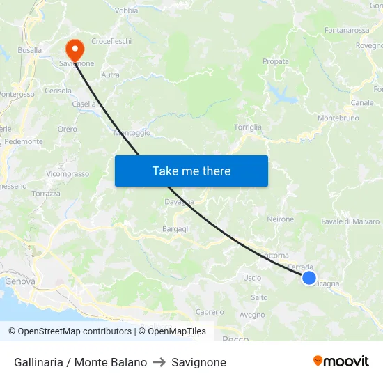 Gallinaria / Monte Balano to Savignone map