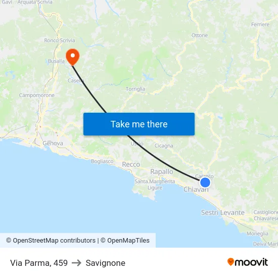 Via Parma, 459 to Savignone map