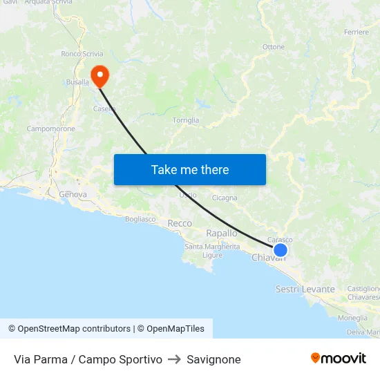 Via Parma / Sports Field to Savignone map
