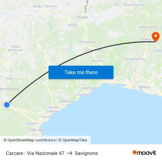 Carcare - National Road 47 to Savignone map