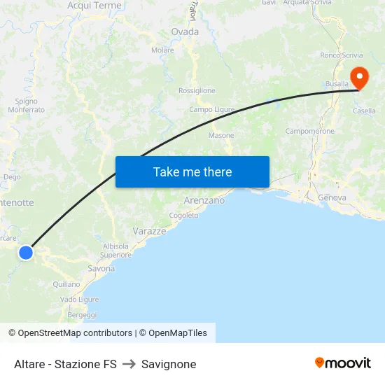 Altare - Stazione FS to Savignone map