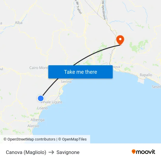 Canova (Magliolo) to Savignone map