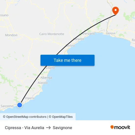 Cipressa - Via Aurelia to Savignone map