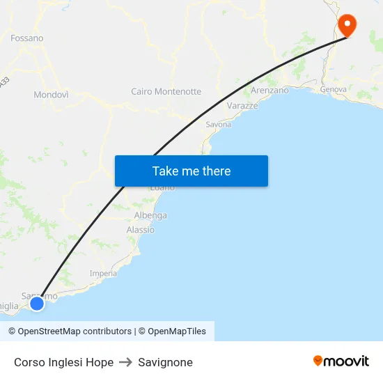Inglesi Hope Course to Savignone map