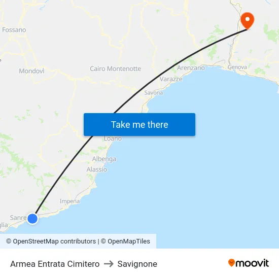 Armea Entrata Cimitero to Savignone map