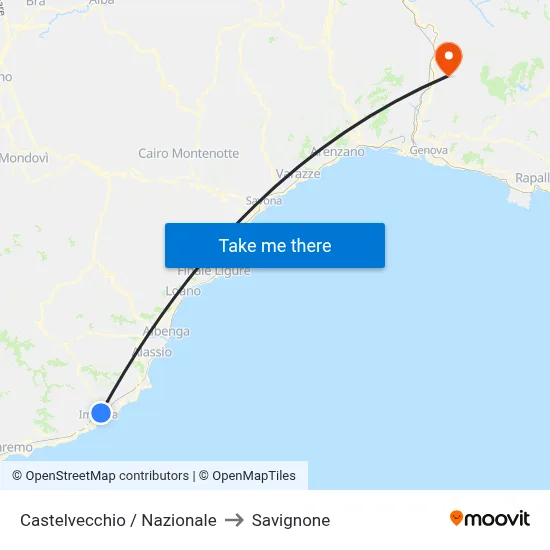Castelvecchio / Nazionale to Savignone map