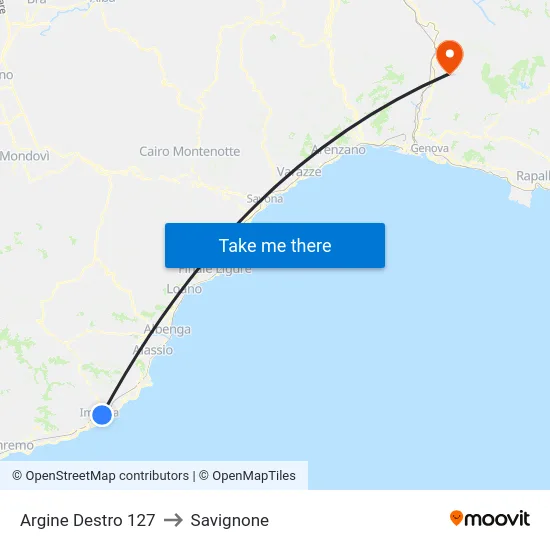 Argine Destro 127 to Savignone map