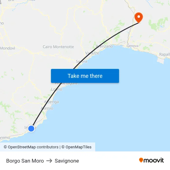 Borgo San Moro to Savignone map