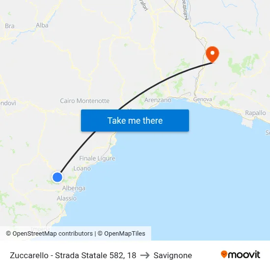 Zuccarello - State Road 582, 18 to Savignone map