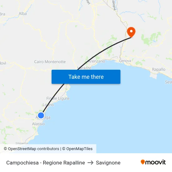 Campochiesa - Regione Rapalline to Savignone map