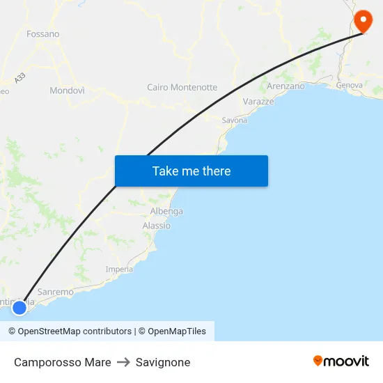 Camporosso Mare to Savignone map