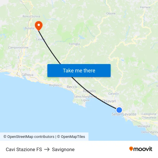 Cavi Stazione FS to Savignone map
