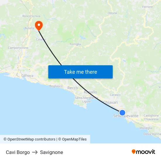 Cavi Borgo to Savignone map