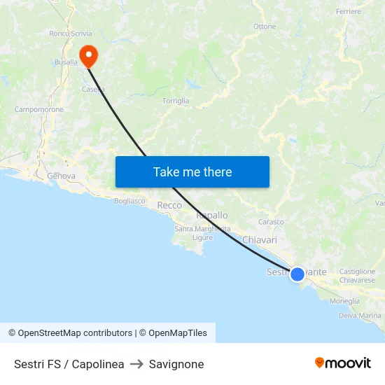 Sestri FS / Capolinea to Savignone map