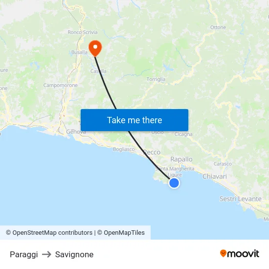 Paraggi to Savignone map