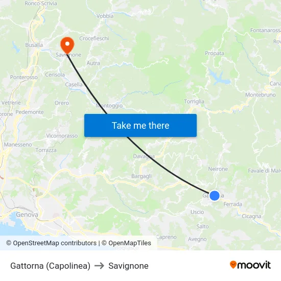 Gattorna (Capolinea) to Savignone map