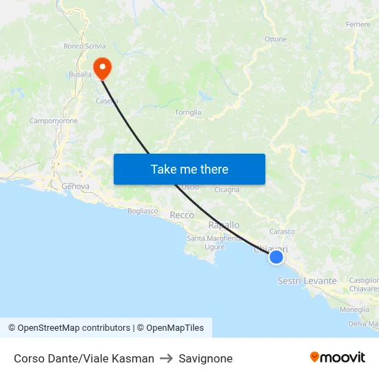 Dante Course/Kasman Avenue to Savignone map