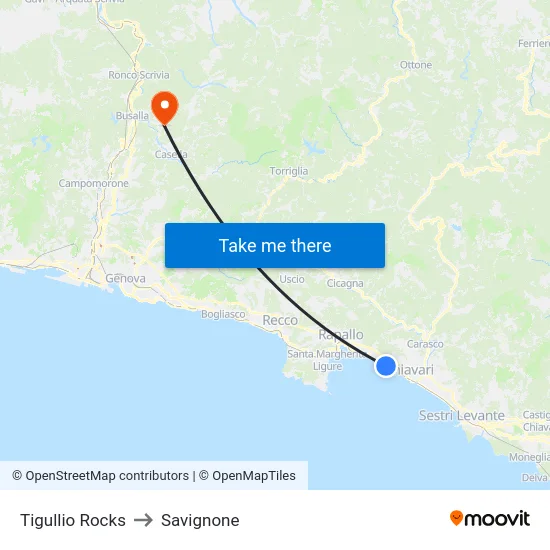Tigullio Rocks to Savignone map