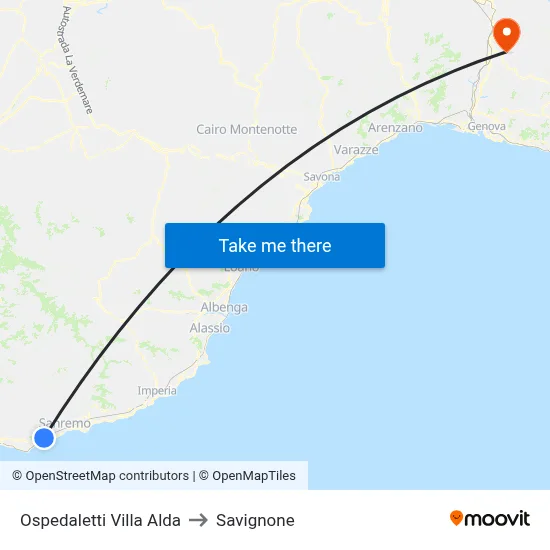 Ospedaletti Villa Alda to Savignone map