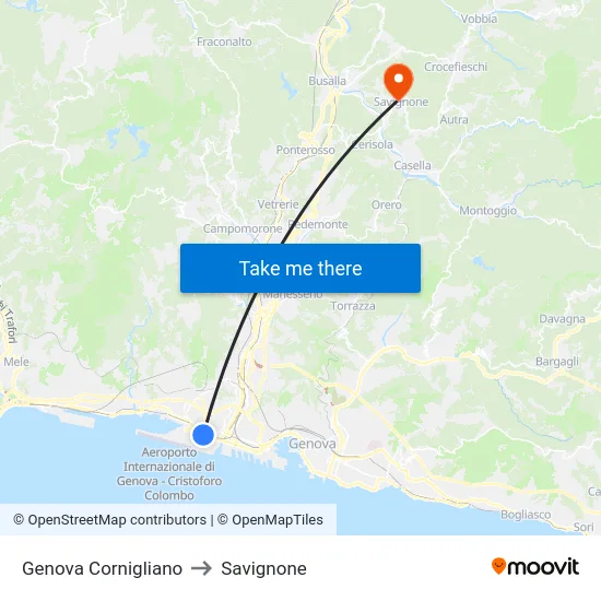 Genova Cornigliano to Savignone map