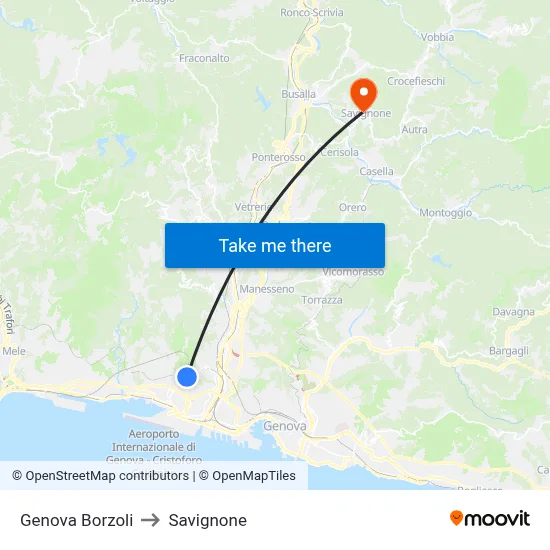 Genova Borzoli to Savignone map